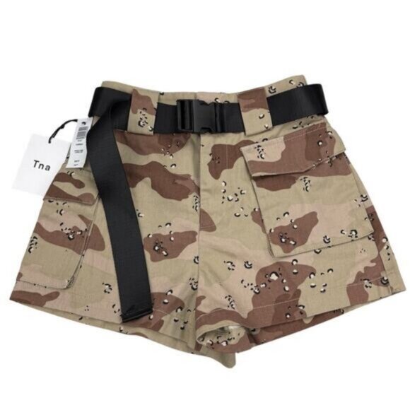 Aritzia Tna Belted Cargo Camo Short In Windchime Women's Size XS - Picture 2 of 6